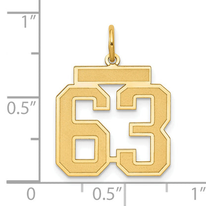 14K Yellow Gold Medium Satin Number 63 Charm