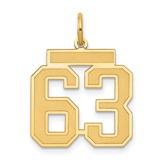 14K Yellow Gold Medium Satin Number 63 Charm