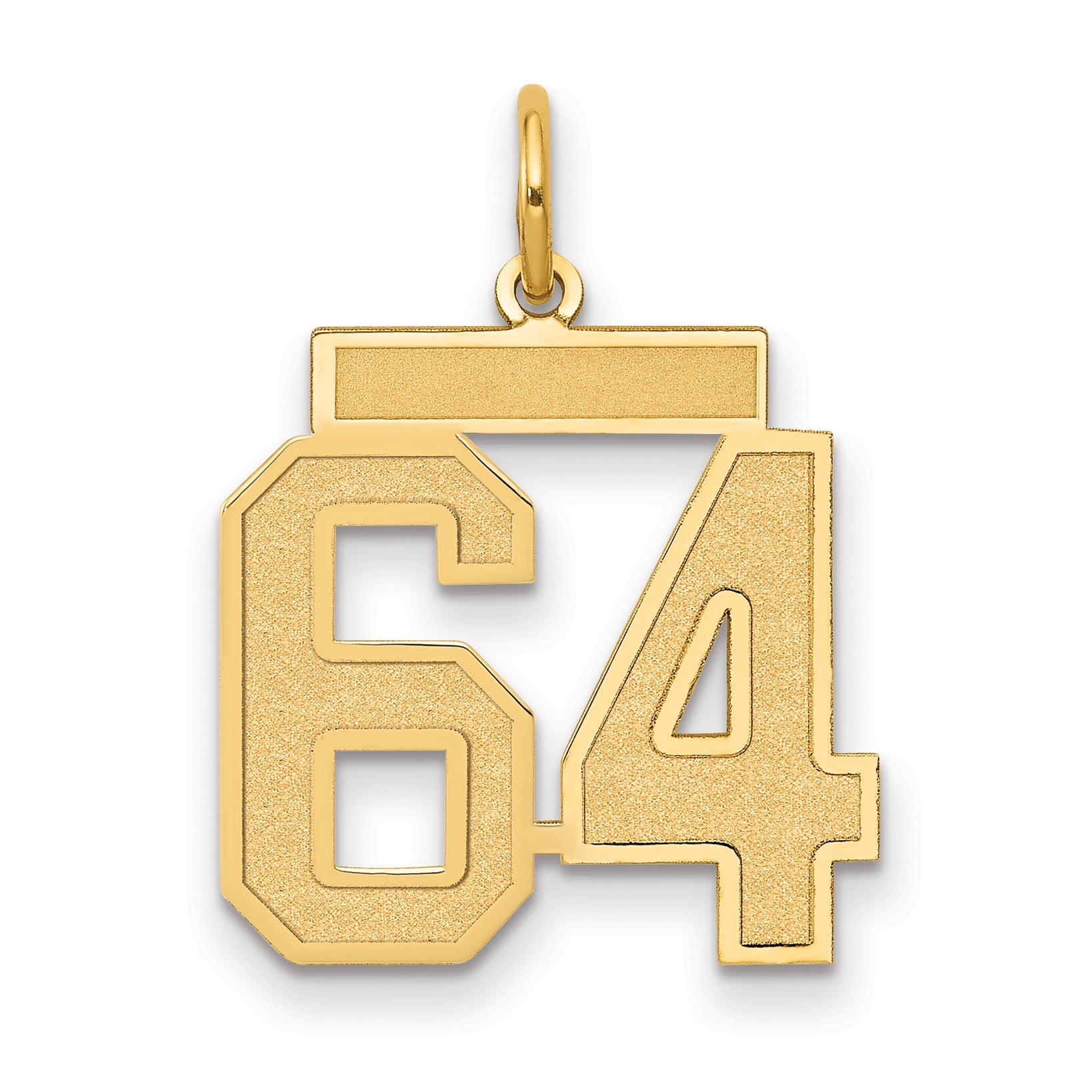 14K Yellow Gold Medium Satin Number 64 Charm