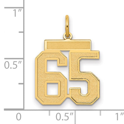 14K Yellow Gold Medium Satin Number 65 Charm