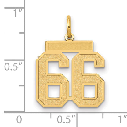 14k Yellow Gold 14k Medium Satin Number 66 Charm