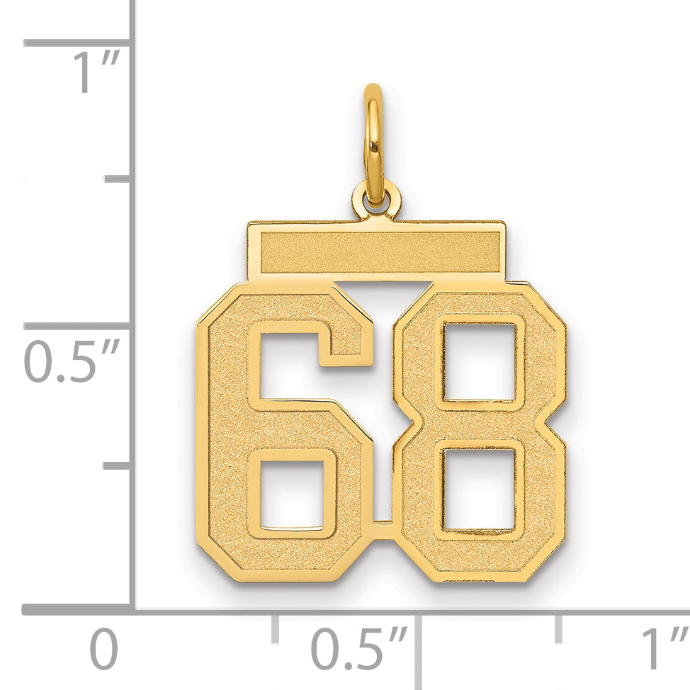14K Yellow Gold Medium Satin Number 68 Charm