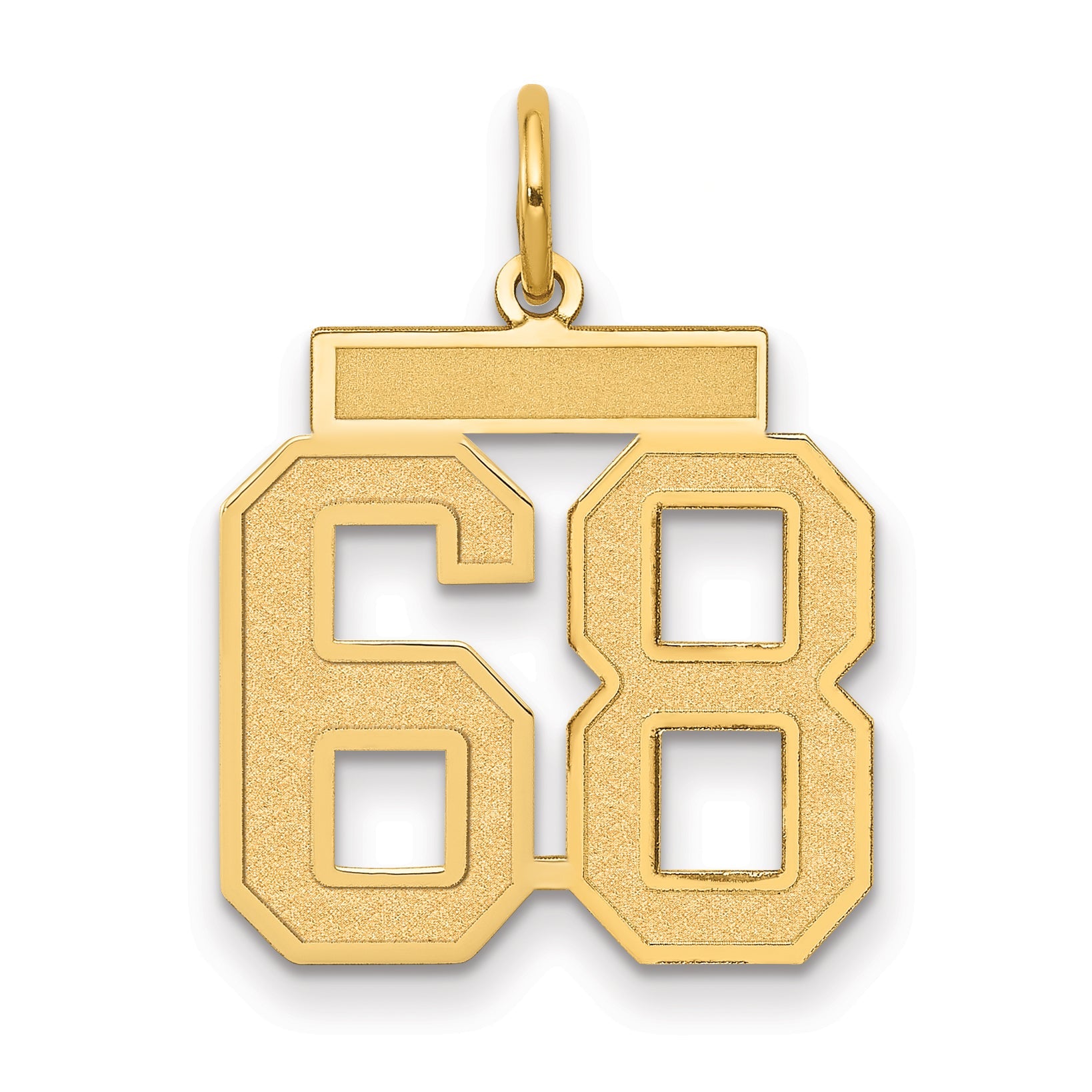 14K Yellow Gold Medium Satin Number 68 Charm