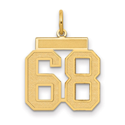 14K Yellow Gold Medium Satin Number 68 Charm