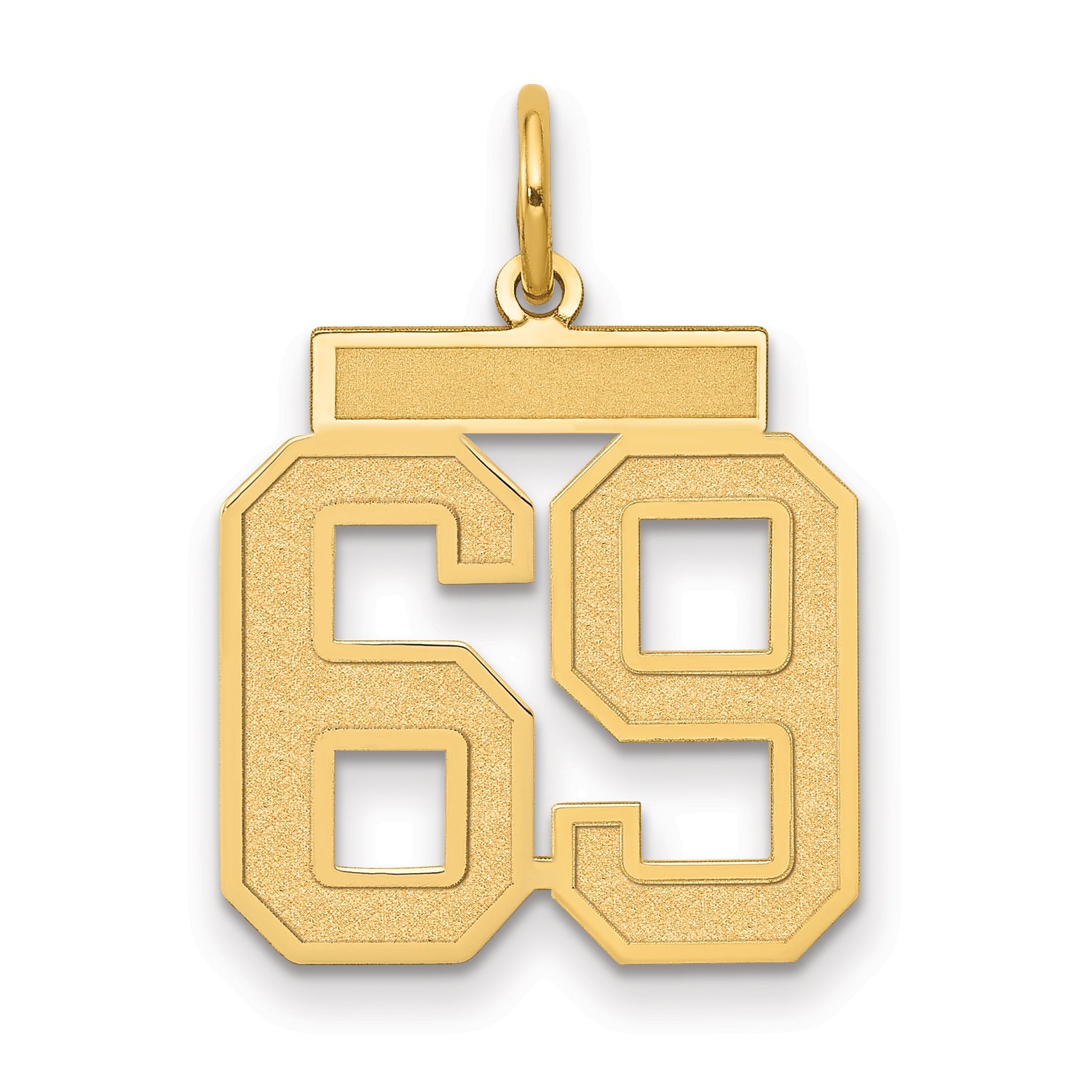 14K Yellow Gold Medium Satin Number 69 Charm