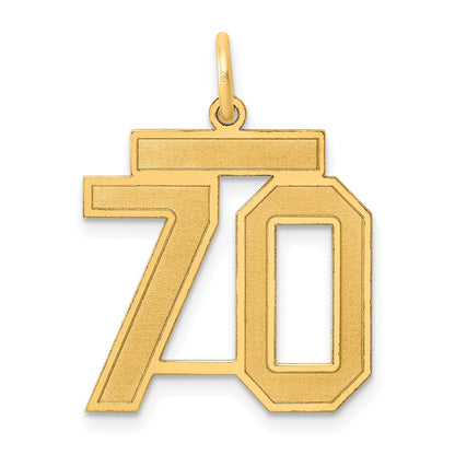 14K Yellow Gold Medium Satin Number 70 Charm