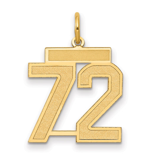 14K Yellow Gold Medium Satin Number 72 Charm