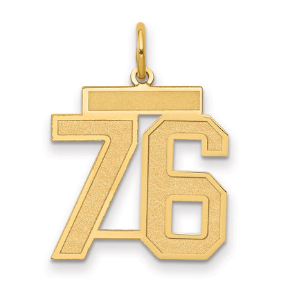 14K Yellow Gold Medium Satin Number 76 Charm