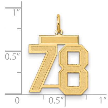 14K Yellow Gold Medium Satin Number 78 Charm
