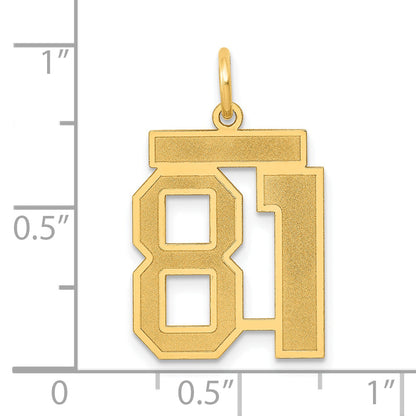 14K Yellow Gold Medium Satin Number 81 Charm