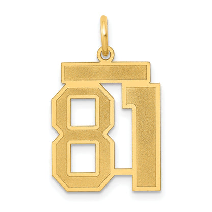 14K Yellow Gold Medium Satin Number 81 Charm
