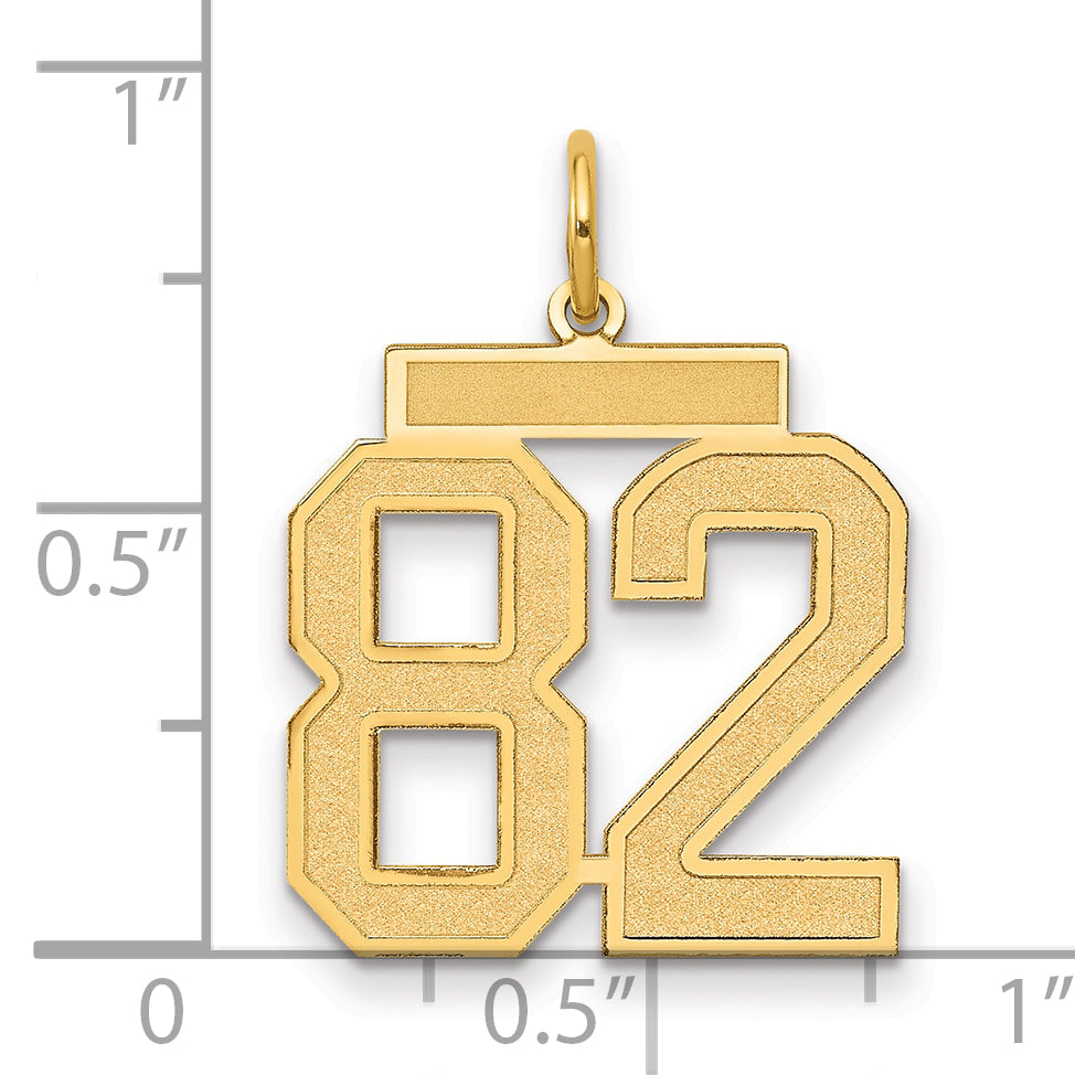 14K Yellow Gold Medium Satin Number 82 Charm