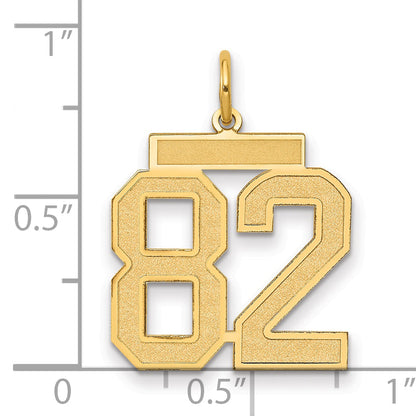 14K Yellow Gold Medium Satin Number 82 Charm