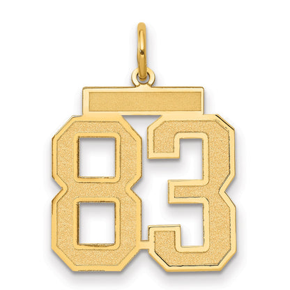 14K Yellow Gold Medium Satin Number 83 Charm