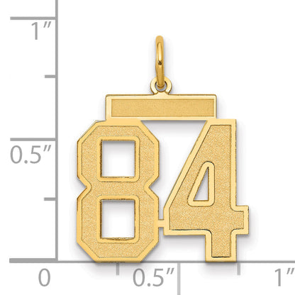 14K Yellow Gold Medium Satin Number 84 Charm