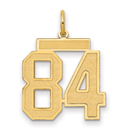 14K Yellow Gold Medium Satin Number 84 Charm