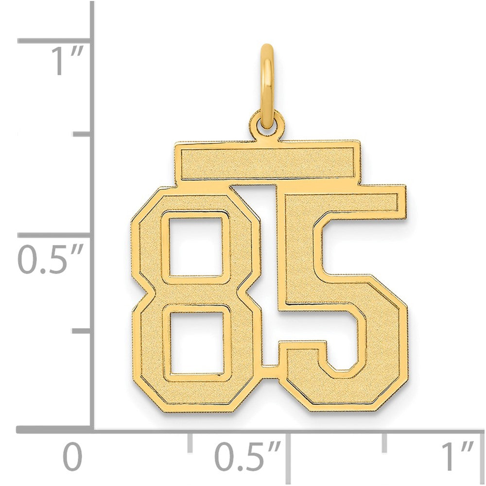 14K Yellow Gold Medium Satin Number 85 Charm