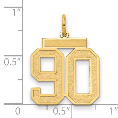 14K Yellow Gold Medium Satin Number 90 Charm