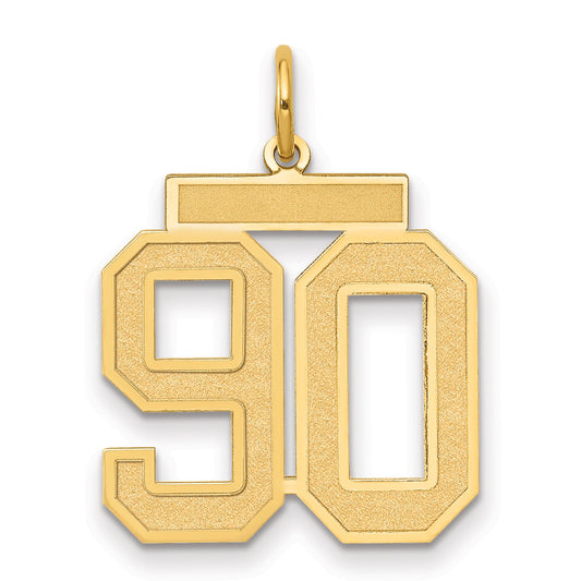14K Yellow Gold Medium Satin Number 90 Charm