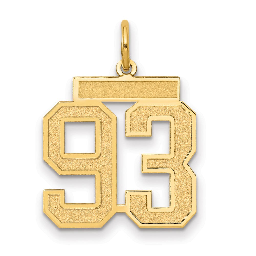 14K Yellow Gold Medium Satin Number 93 Charm