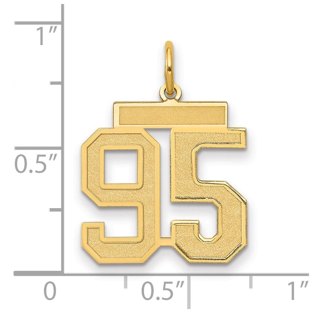 14K Yellow Gold Medium Satin Number 95 Charm