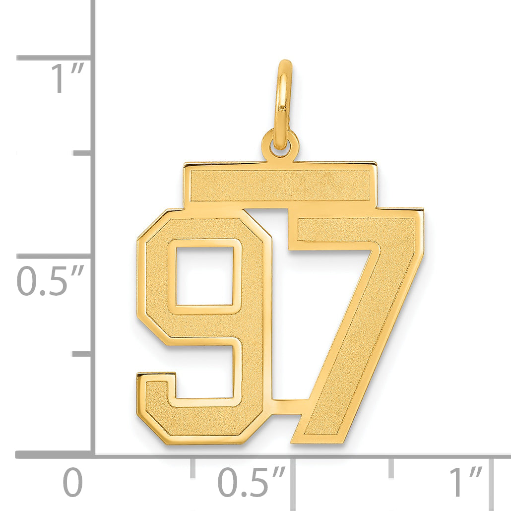 14K Yellow Gold Medium Satin Number 97 Charm
