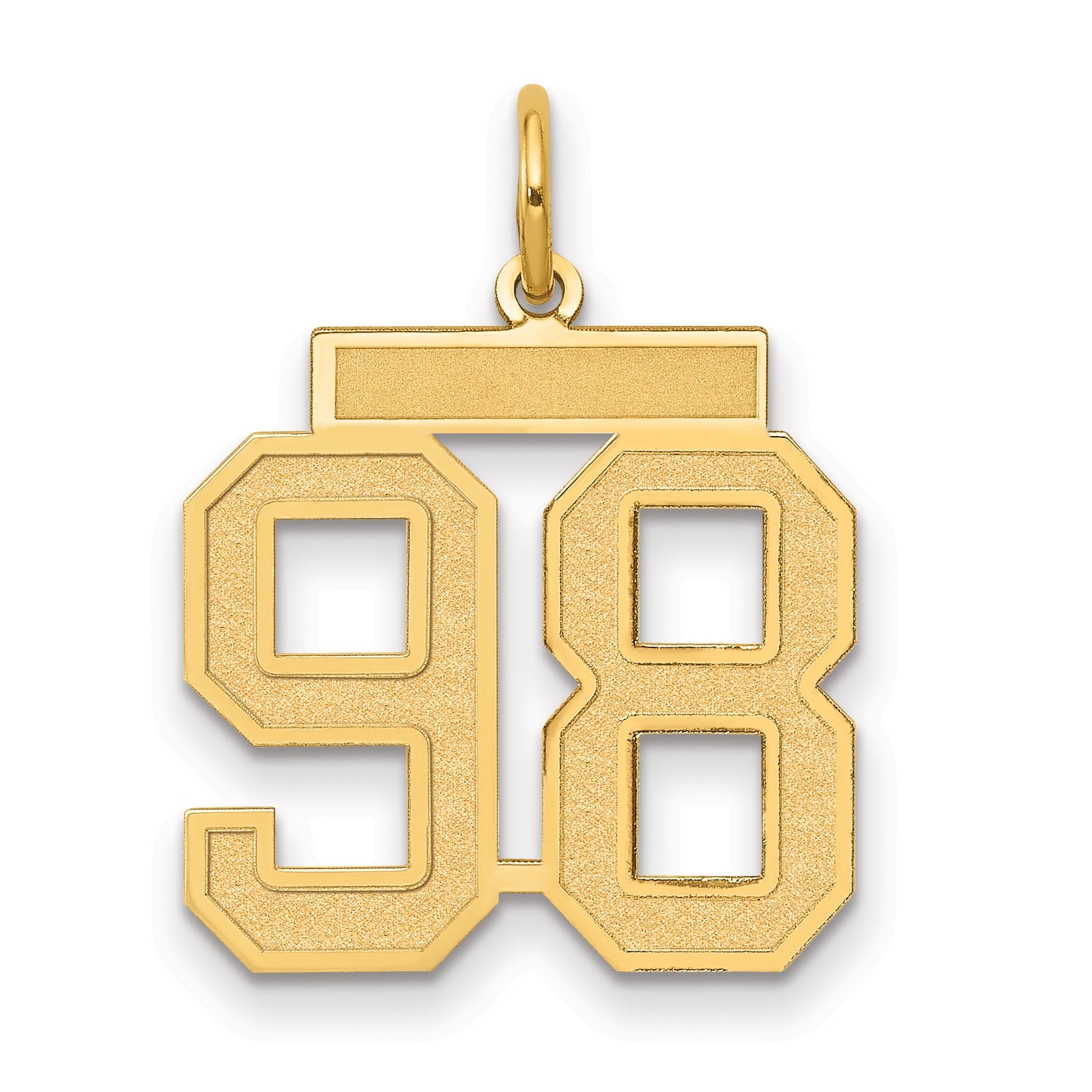 14K Yellow Gold Medium Satin Number 98 Charm