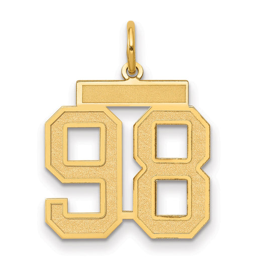 14K Yellow Gold Medium Satin Number 98 Charm