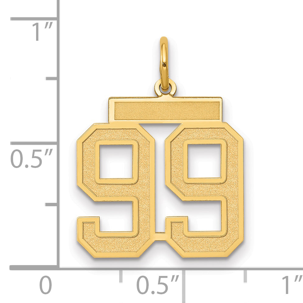 14K Yellow Gold Medium Satin Number 99 Charm