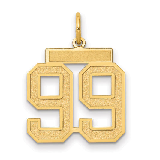14K Yellow Gold Medium Satin Number 99 Charm