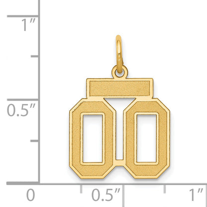 14K Yellow Gold Small Satin Number 00 Charm