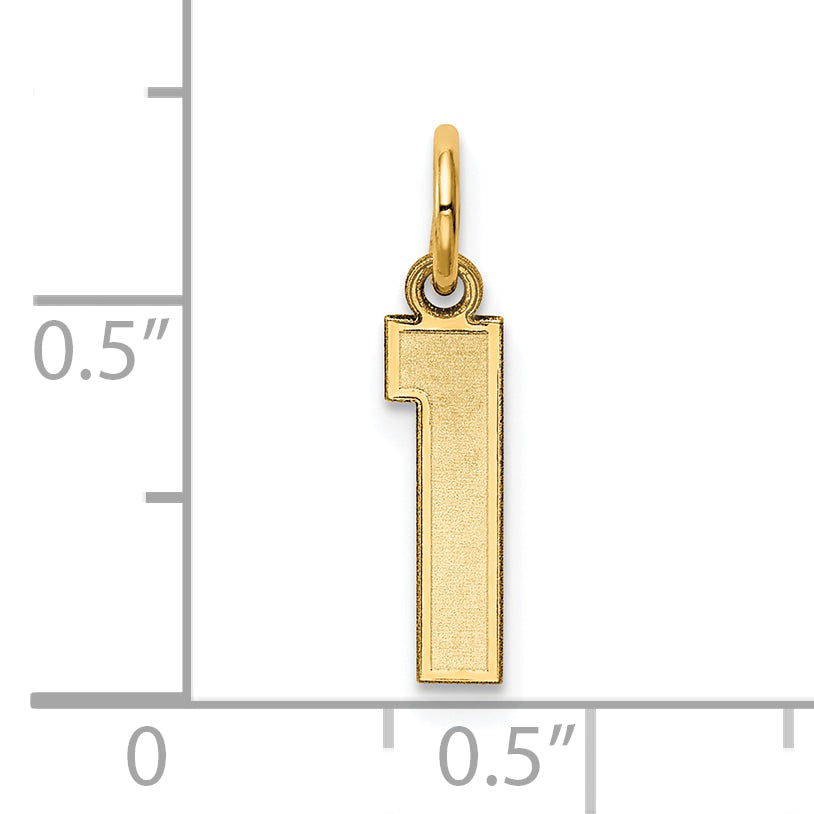 14k Yellow Gold 14k Small Satin Number 1 Charm