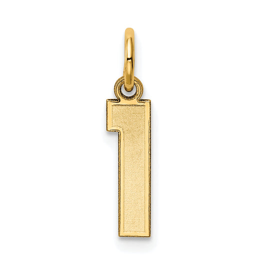 14k Yellow Gold 14k Small Satin Number 1 Charm