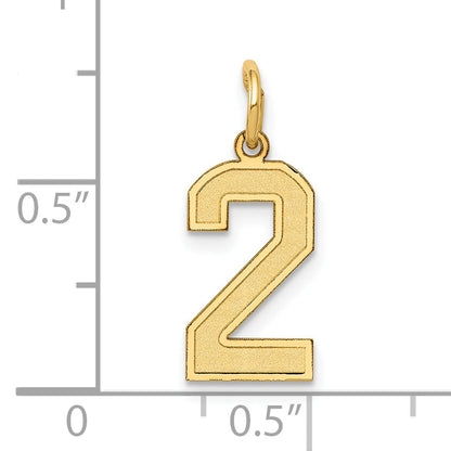 14k Yellow Gold 14k Small Satin Number 2 Charm