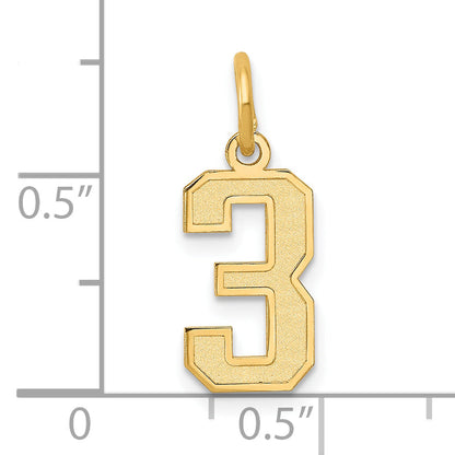 14k Yellow Gold 14k Small Satin Number 3 Charm