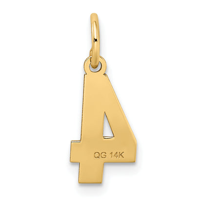 14k Yellow Gold 14k Small Satin Number 4 Charm