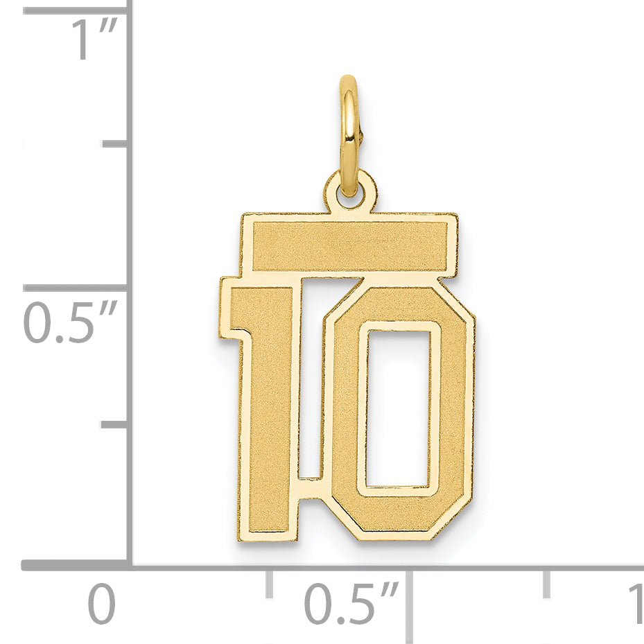 10K Yellow Gold Small Satin Number 10 Charm