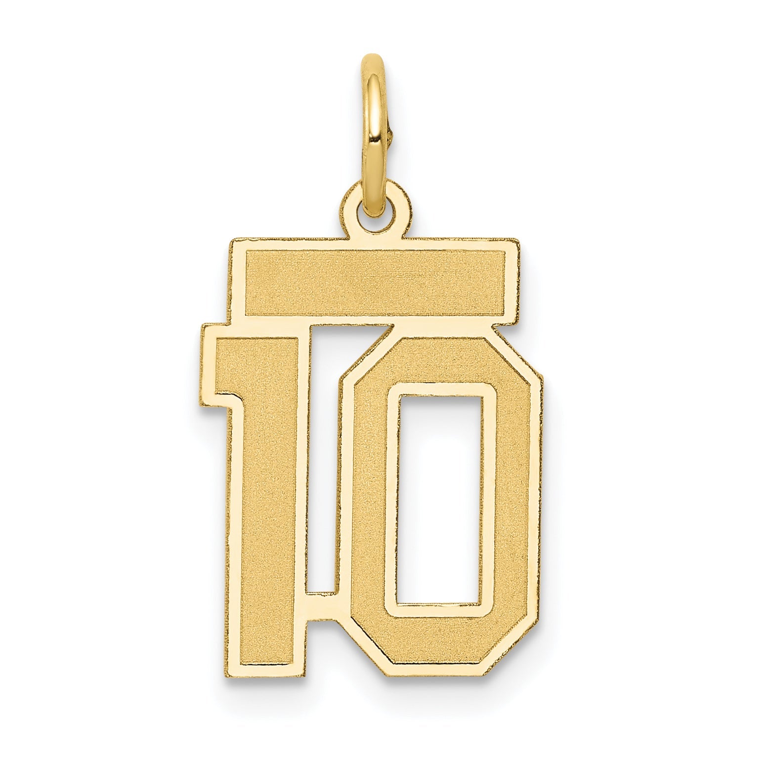 10K Yellow Gold Small Satin Number 10 Charm