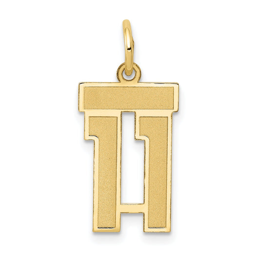 10K Yellow Gold Small Satin Number 11 Charm