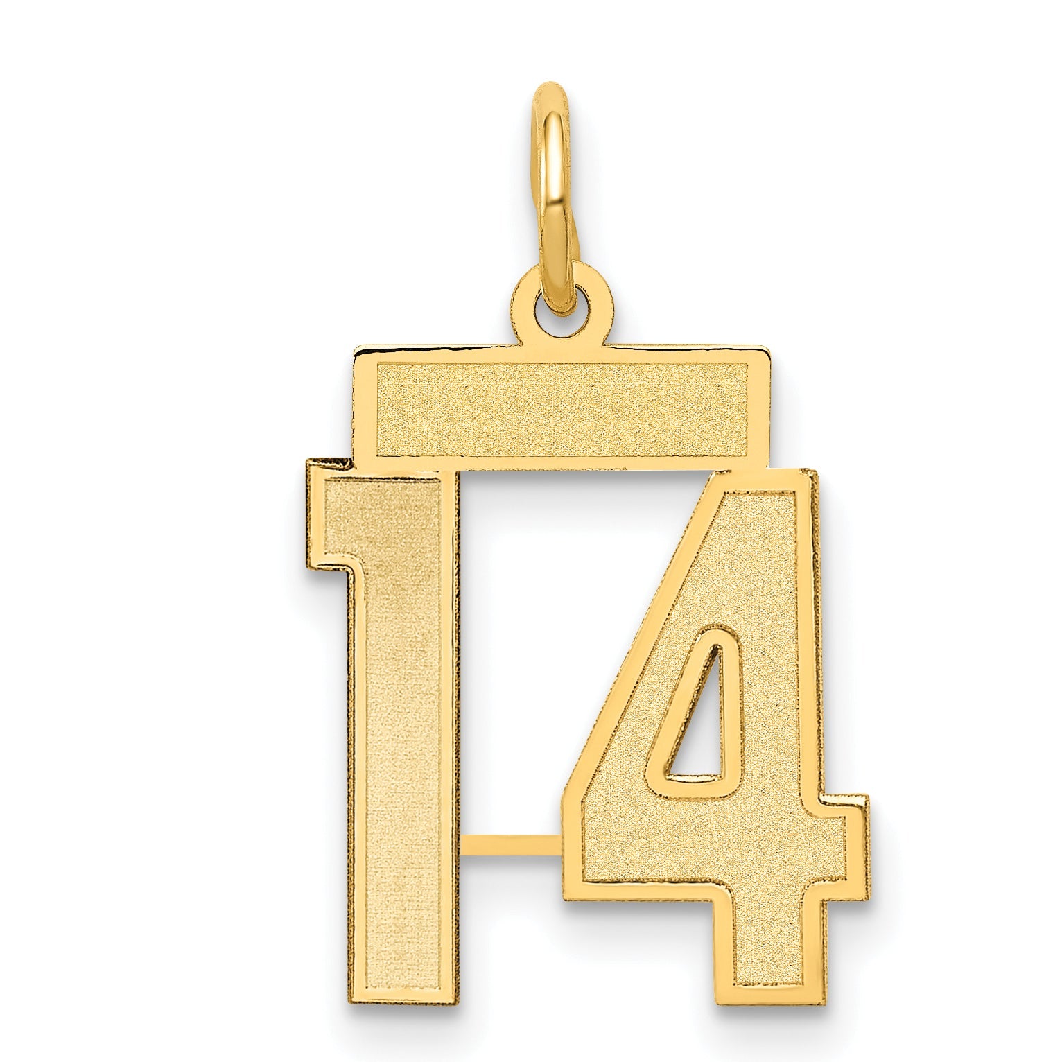 10K Yellow Gold Small Satin Number 14 Charm