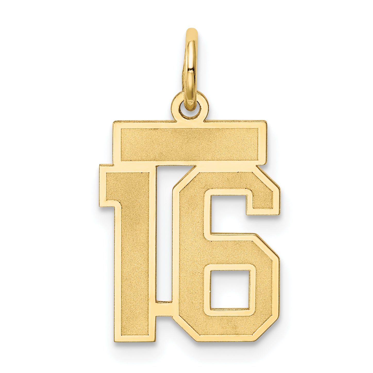 14k Yellow Gold 14k Small Satin Number 16 Charm