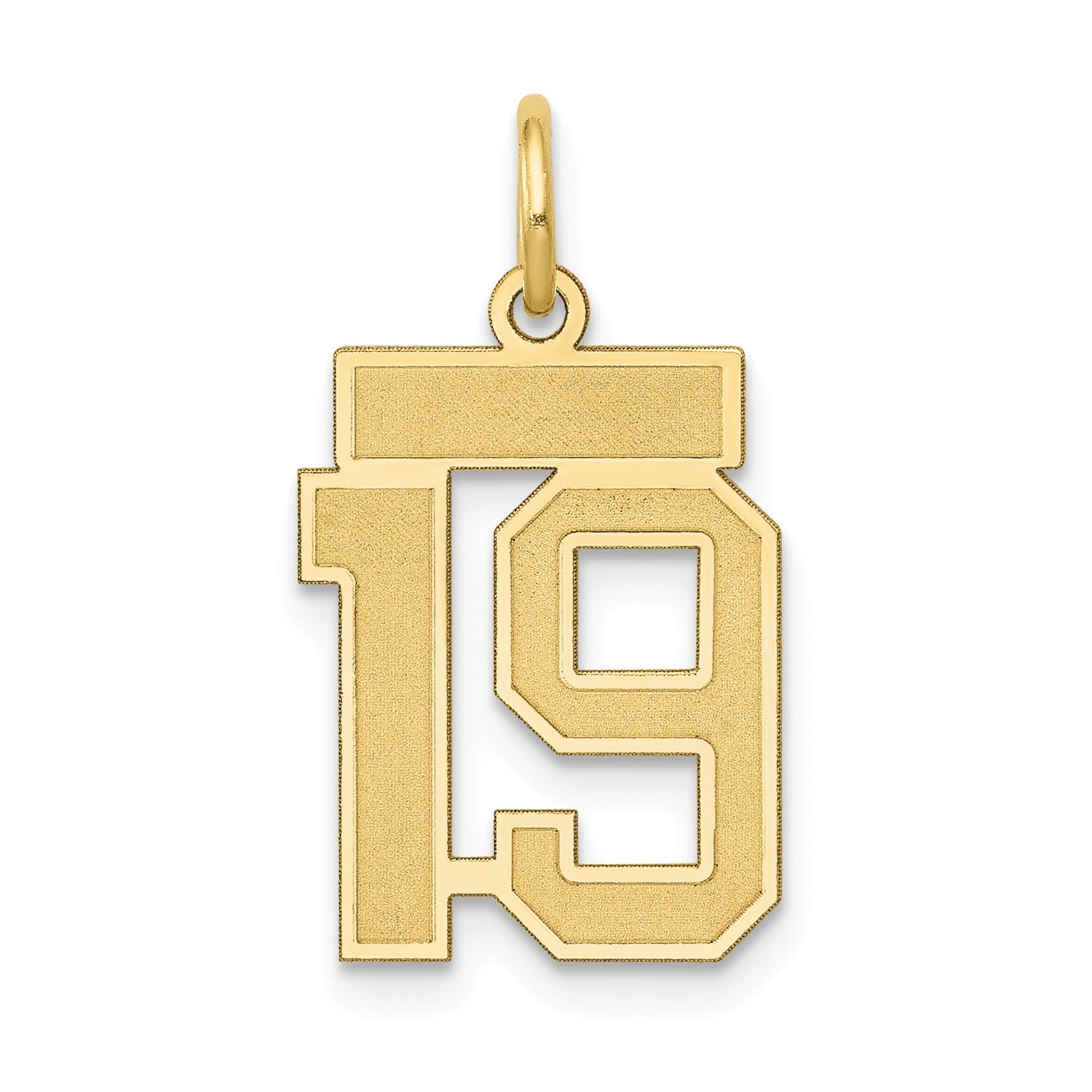 10K Yellow Gold Small Satin Number 19 Charm