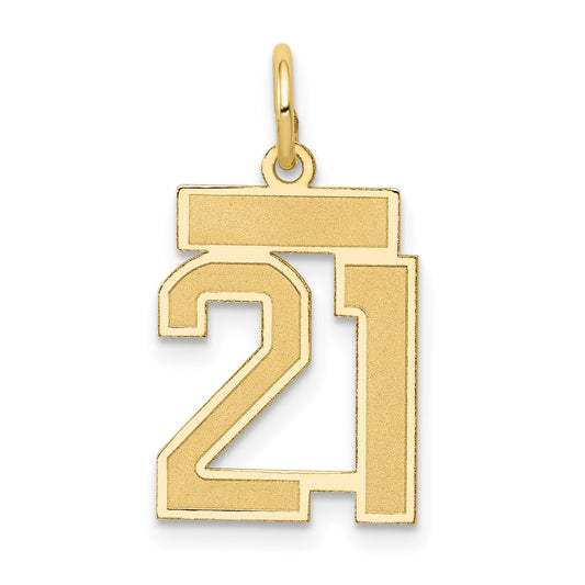 14k Yellow Gold 14k Small Satin Number 21 Charm