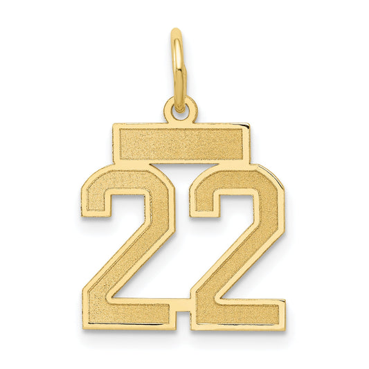 14k Yellow Gold 14k Small Satin Number 22 Charm