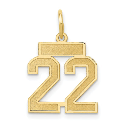 10K Yellow Gold Small Satin Number 22 Charm