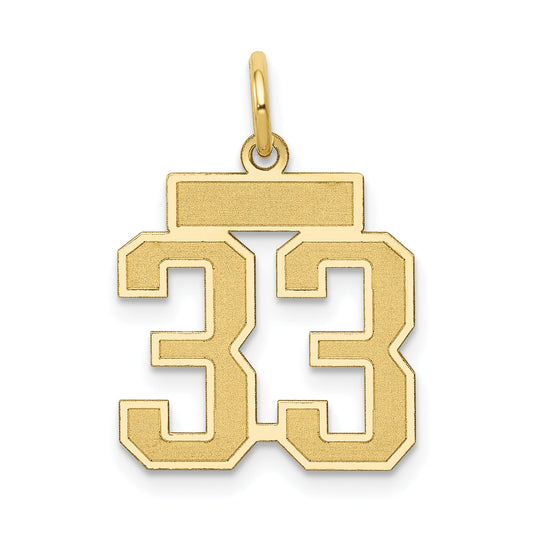 10K Yellow Gold Small Satin Number 33 Charm