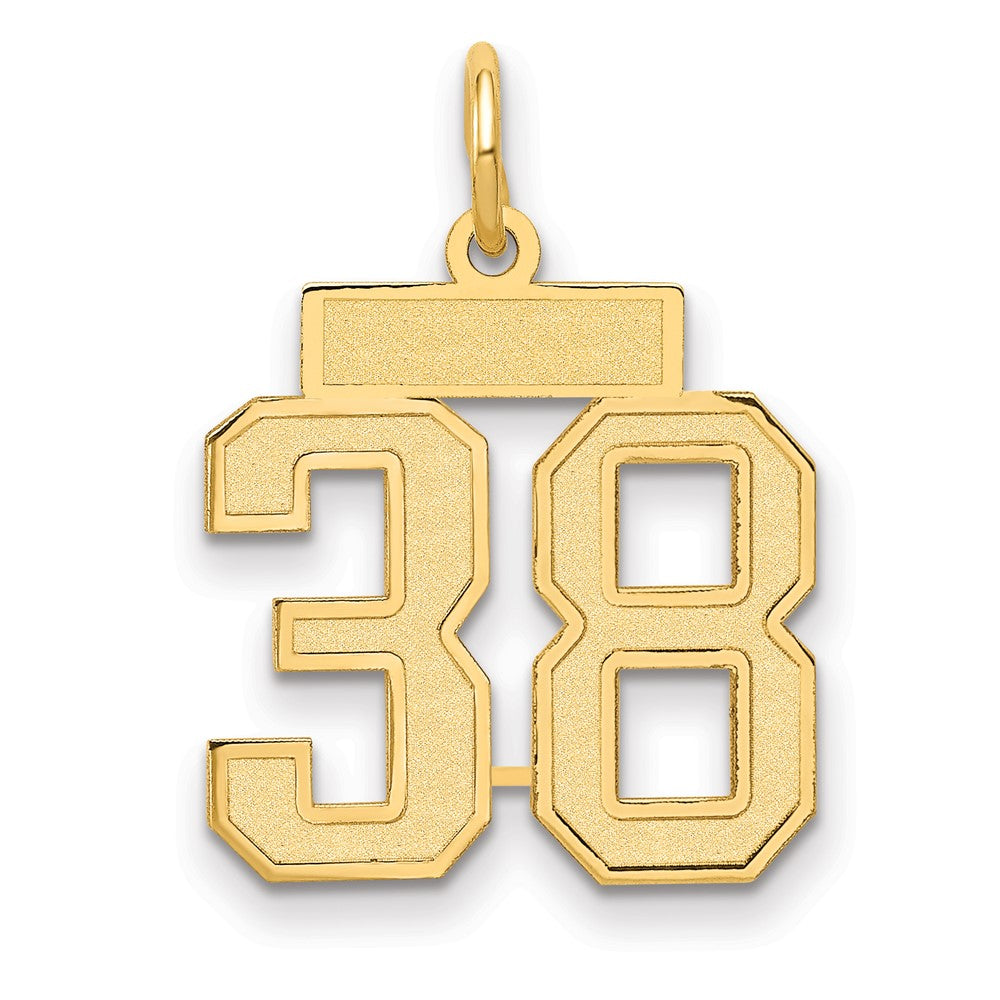 14K Yellow Gold Small Satin Number 38 Charm