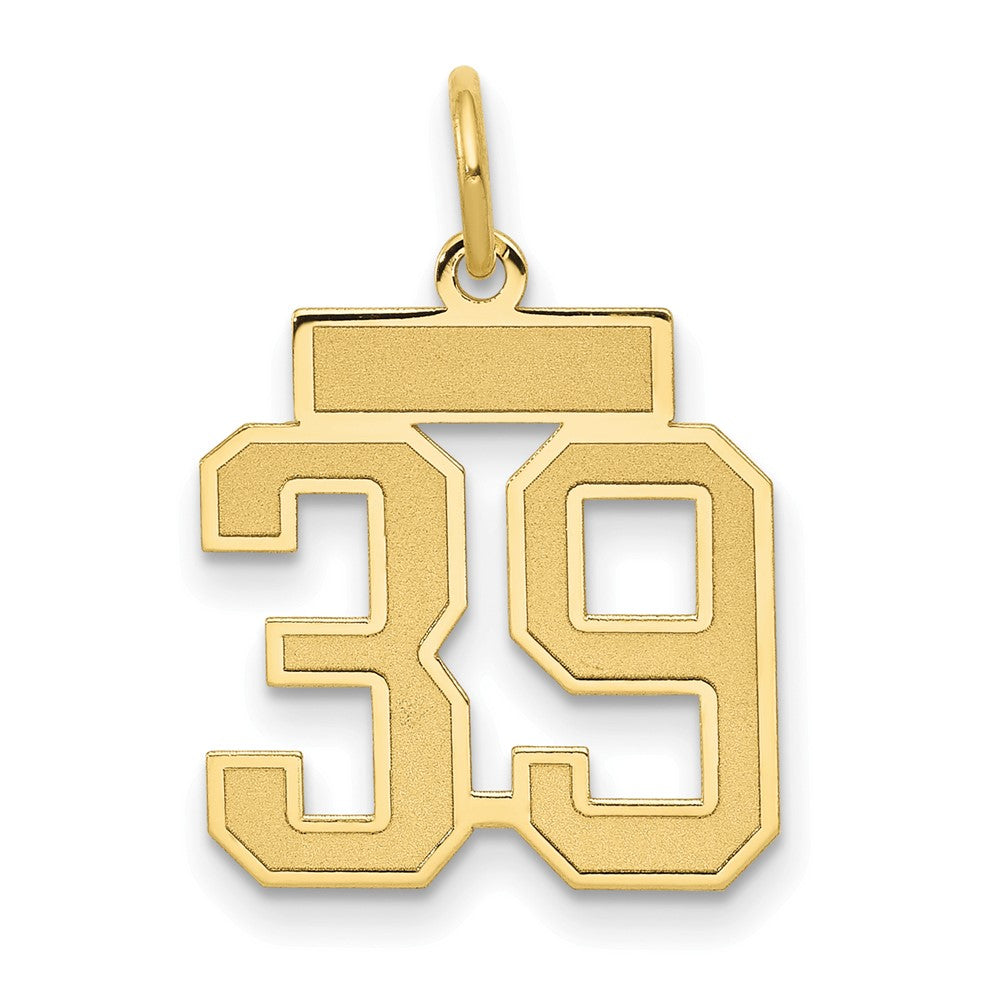14K Yellow Gold Small Satin Number 39 Charm