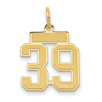14K Yellow Gold Small Satin Number 39 Charm
