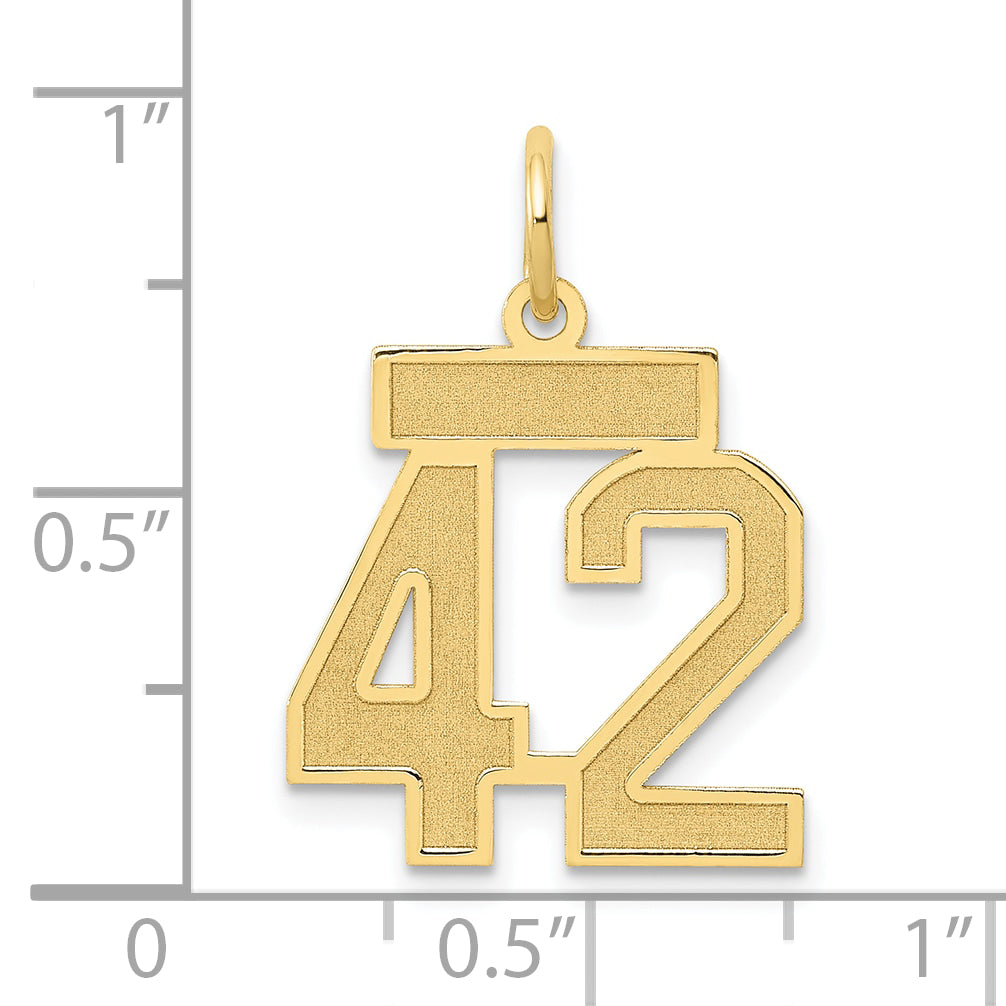 14K Yellow Gold Small Satin Number 42 Charm